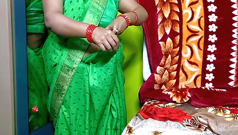 Indian solo female with lovely skin wearing white saree