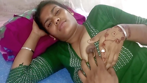 Indian amateur wife giving a blowjob in front of husband