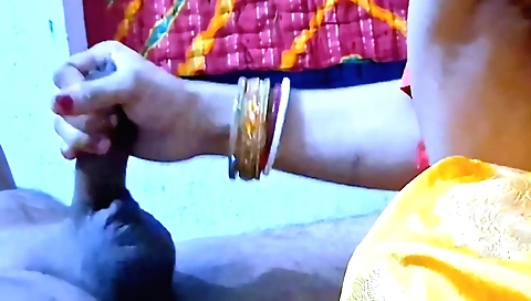 Indian girl with a large tits is getting a blowjob