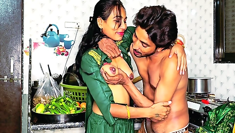 Indian girl is talking in her kitchen and then I record it