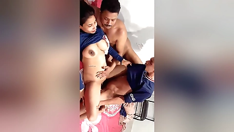 Busty indian babes are having threesome with a big dick