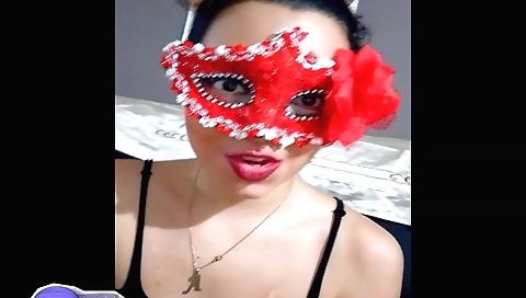 Bitch gets naked and shows her huge natural boobies