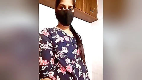 Sexy brunette girl with petite body is dancing in front of a camera