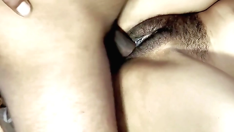 Indian girl with hairy pussy gets fucked by her boyfriend