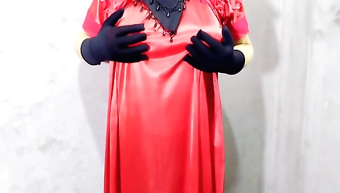 Indian solo female porn video in a sexy black dress