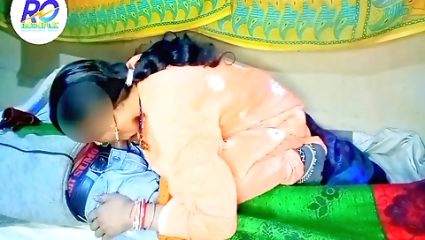 Indian girl is having fun in her village with her stepbrother