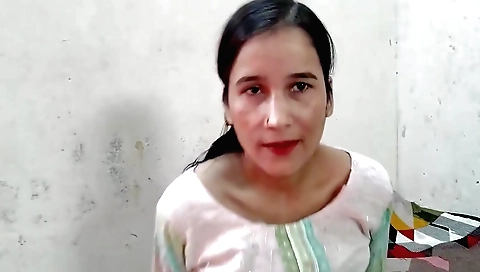 Indian girl wearing a black dress and her hair falling out