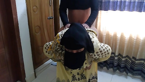Indian auntie fucked by her stepson while cleaning