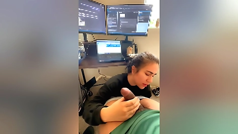 Indian milf gets a big cock deepthroat and handjob