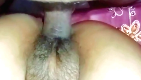 Horny girl with hairy pussy sucking a fan from her boyfriend