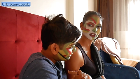 Indian teen has a hot girlfriend and she sucks a dick