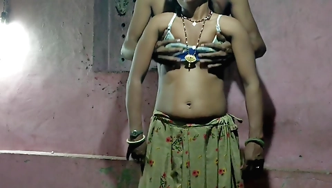 Indian girl with sexy tits and ass is playing with dick
