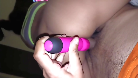 Indian teen with a hairy pussy is getting dildo in her tight pussy