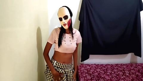 Indian student in her face video in her school room