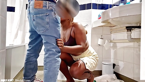 Amateur redhead wife with big tits giving a blowjob to a guy