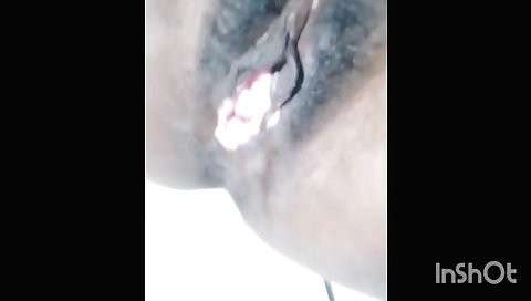 Hairy indian milf is on top of her hairy pussy and creampied