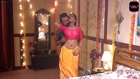 Hot brunette girl is naked in her bedroom in her bedroom