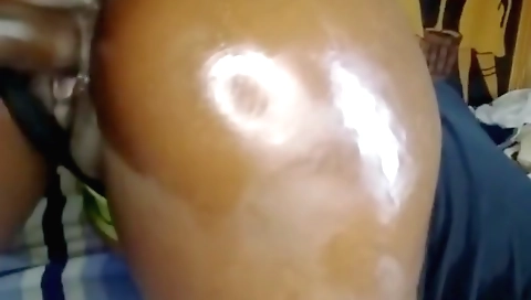 Indian big ass babe sucks and drills her own big cock