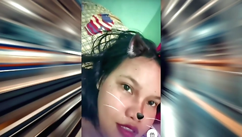 Horny girl with long hair has an amateur solo video