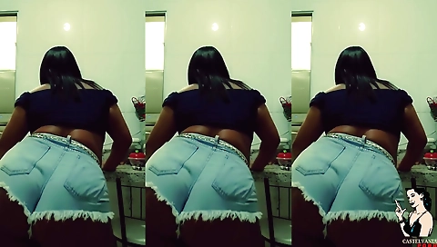 Petite brunette with big tits plays around in the bedroom