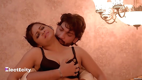 Cute teen 18+ in a sexy dress 18+ on the bed in a cumshot porn video