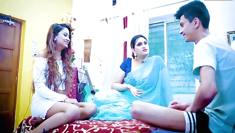 Indian stepmom teaches stepsons and daughters how to fuck