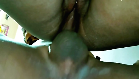 Amateur brunette getting a dildo inside her big ass